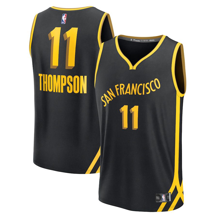 Men Golden State Warriors #11 Klay Thompson Fanatics Branded Black City Edition 2023-24 Fast Break NBA Jersey->golden state warriors->NBA Jersey